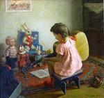 The Concert, Oil on Canvas, by Nicolai K. Bykov Chattanooga Art Galleries Russian Painting 47