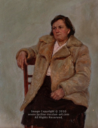 ''Portrait of A Woman in a Fur Coat'' by Ivan Vasilievich Kolesnikov