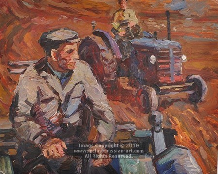 ''Tractors'' by Fyodor Pavlovich Zvonarev