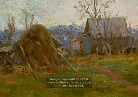 'Sketch With House and Stack' by Nikolai Dmitrevich Chernushkin