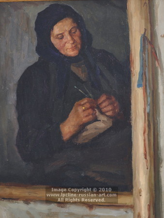 ''Woman Knitting'' by Aleksei P. Davydov