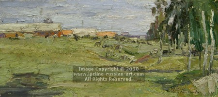 ''Landscape With Cows'' by Tatyana Konovalova Kovrigina